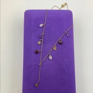 💛 Vintage 14k Gold Filled Amethyst Quartz Garnet Charm Necklace